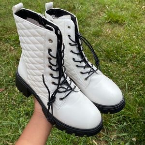 White Combat Boots
